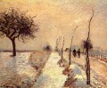road at eragny snow 1885 Camille Pissarro